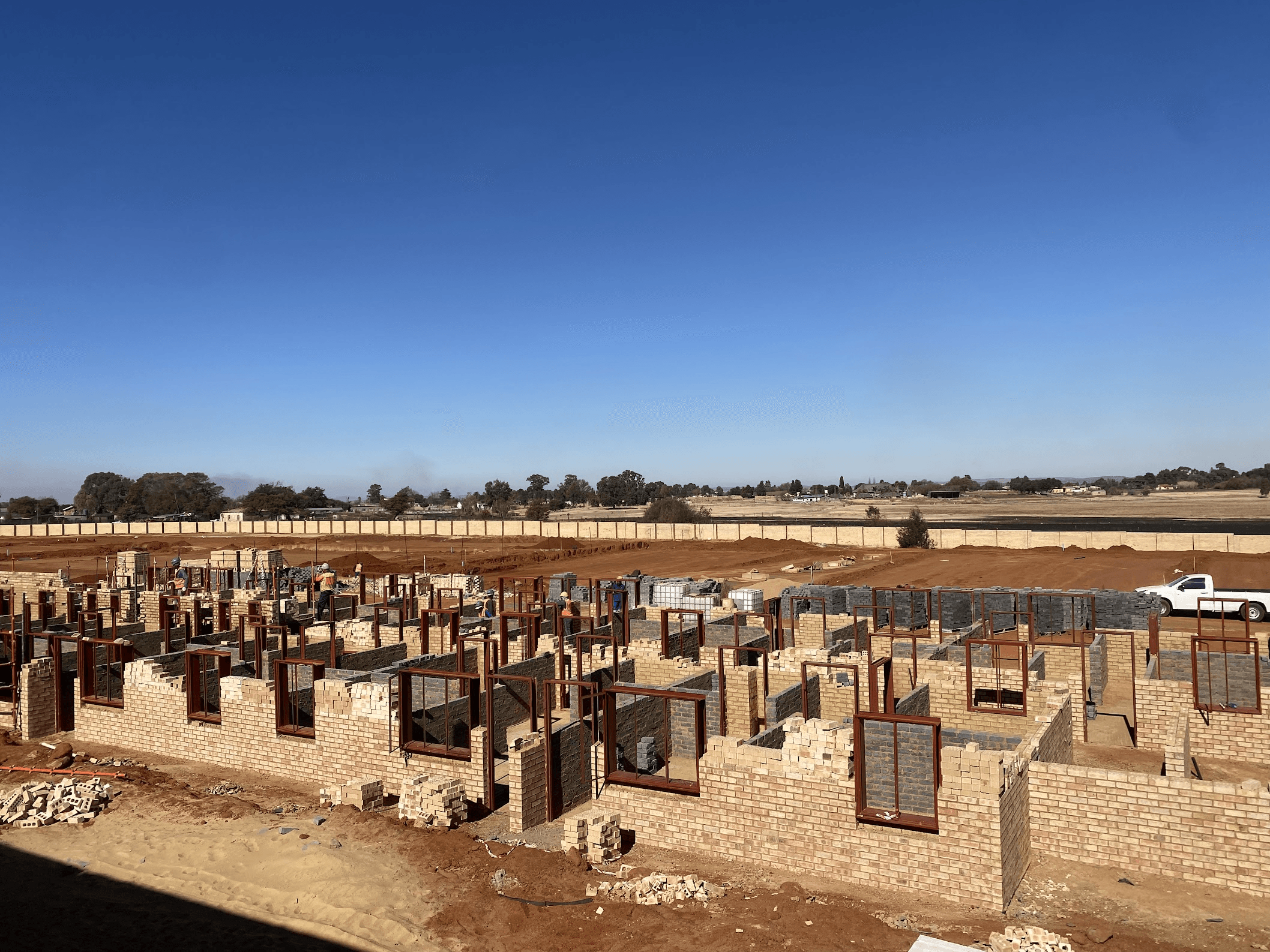Structural brickwork and door frames on a Gauteng development